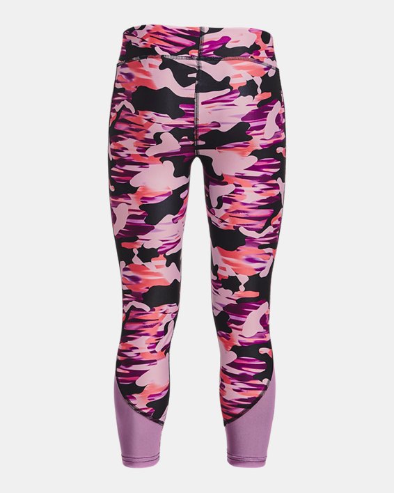 Girls' HeatGear® Armour Printed Ankle Crop in Pink image number 1